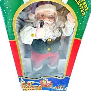 Vintage 14" Santa Realistic Animation Sing The Rock Christmas Song Holiday Decor